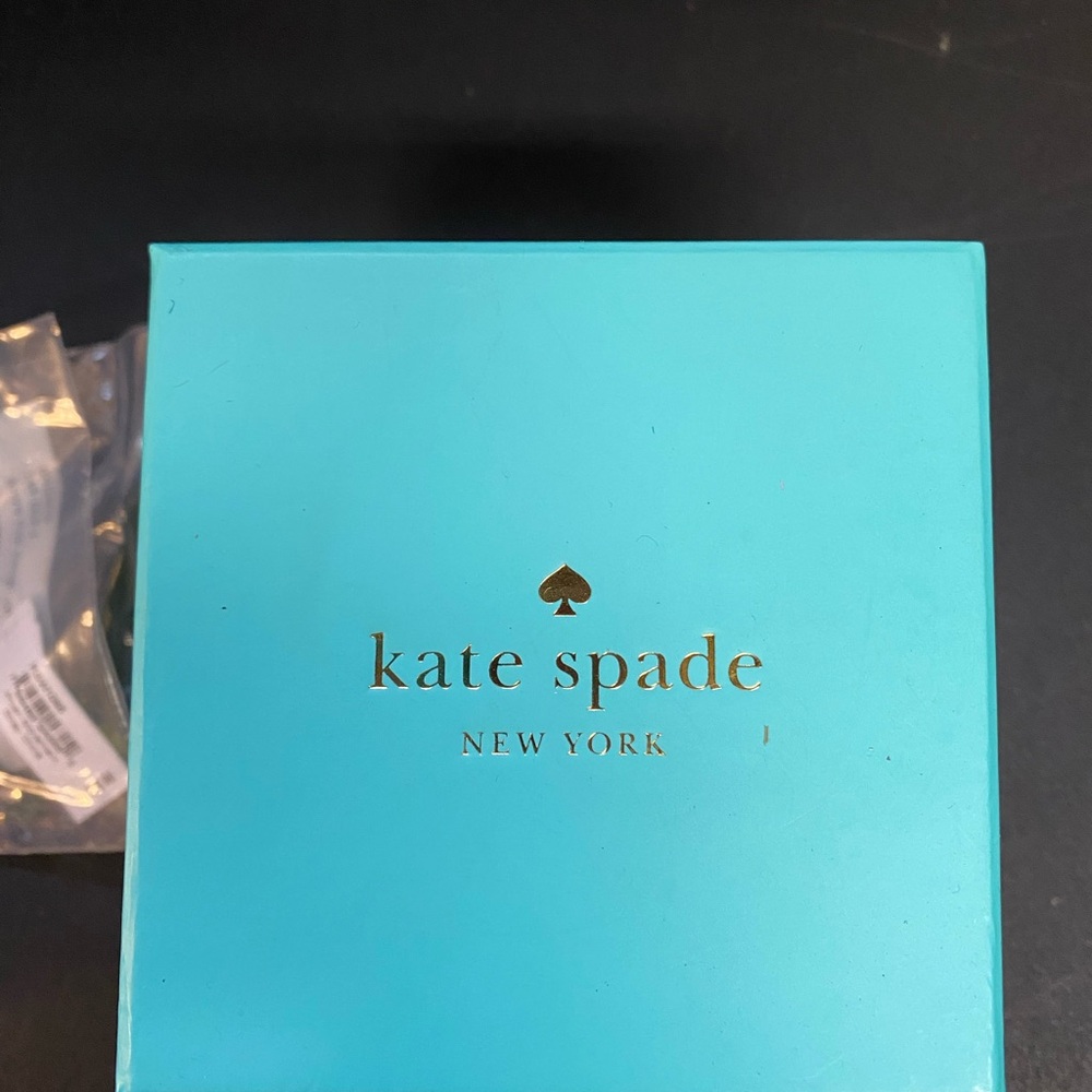 Kate Spade silver watch in turquoise watch box